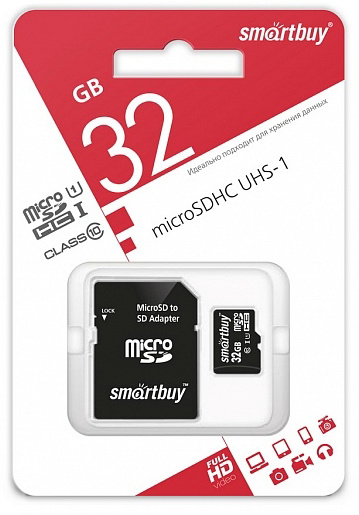 Flash-память SmartBuy microSDHC 32Gb Class10+ adapter 